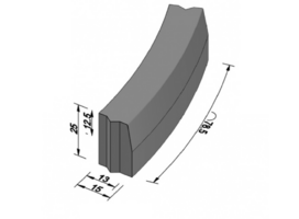 Bochtband uitw. 13/15x25 grijs