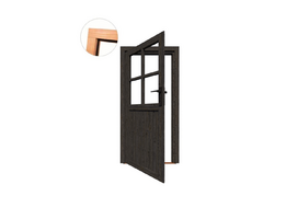 Enkele deur zwart Vuren 3/4 glas B78xH193 cm incl. slot